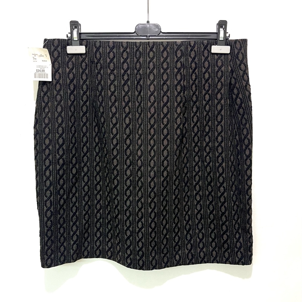 2/$20 - NWT - Black & Beige Jacquard Cable Knit Pencil : Office Skirt - XL